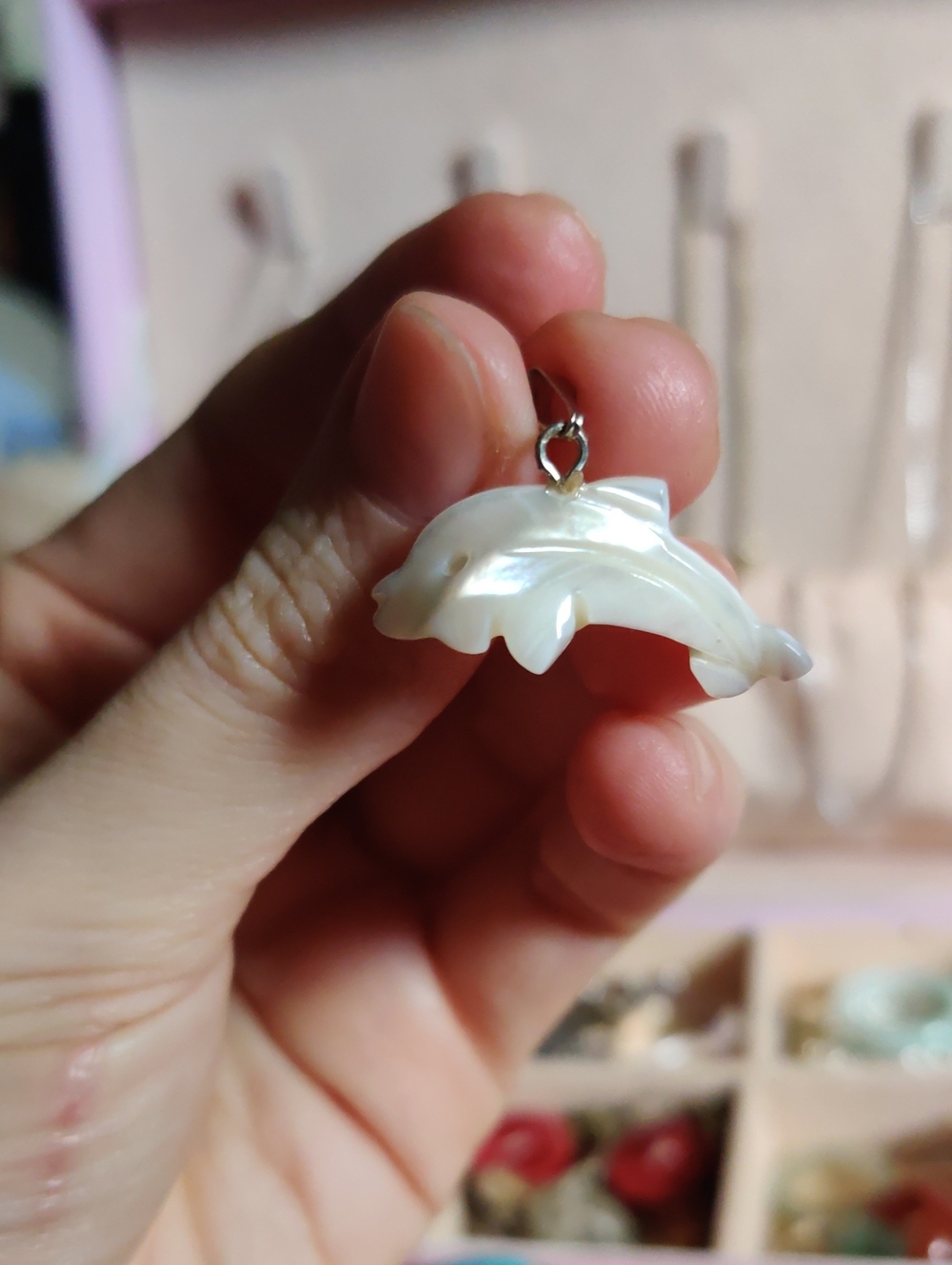 White Mother-of-Pearl Dolphin Pendant/Charm